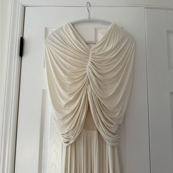 miriom asymmetric knitted midi dress self-portrait - Cream Asymmetric Knit Midi Dress